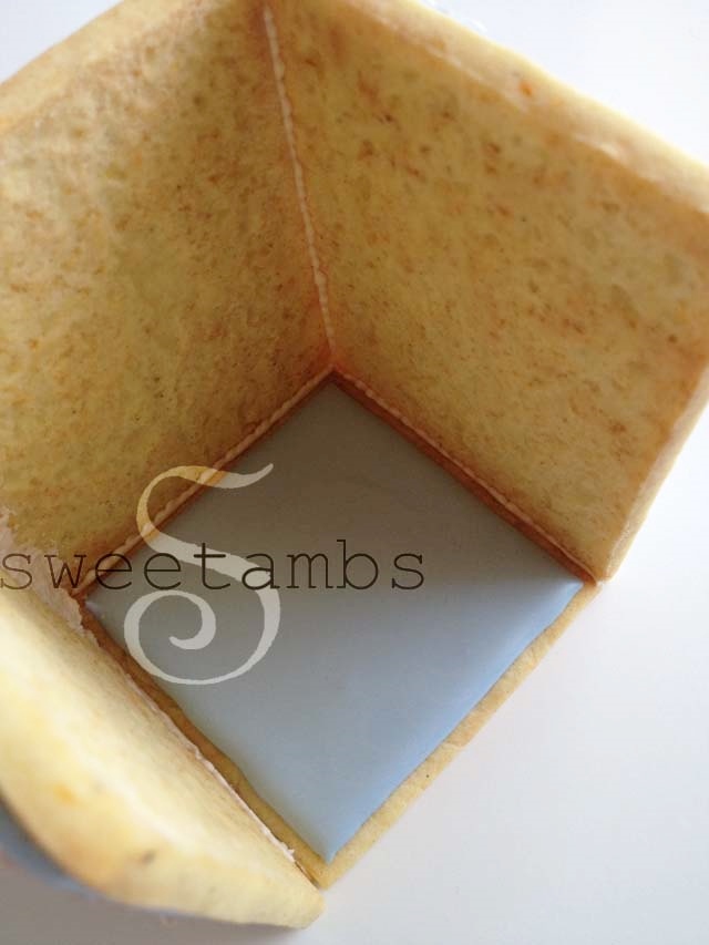 3 sides of the cookie box in place