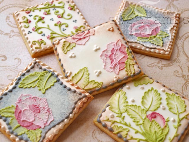 Claire Pettibone Inspired Brush Embroidered Cookies