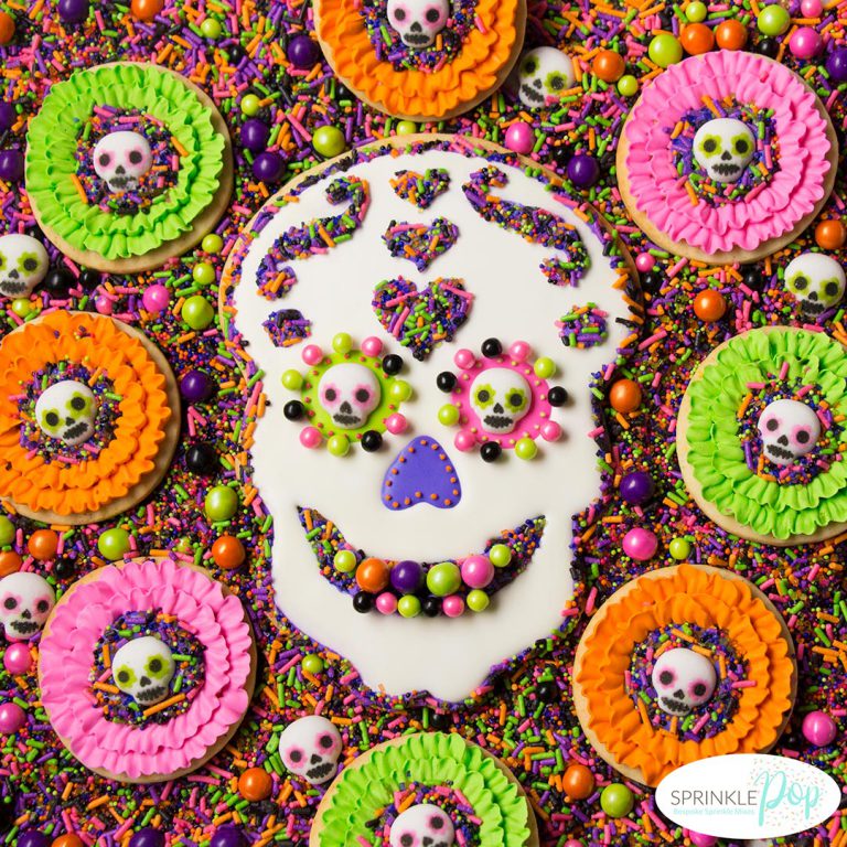 Día De Los Muertos Cookies with Sprinkle Pop Sprinkles!