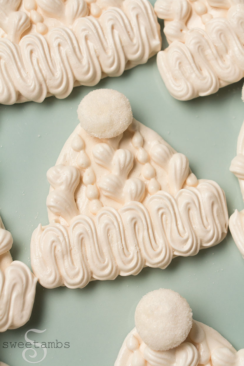 Cable Knit Hat Meringue Cookies Sweetambssweetambs