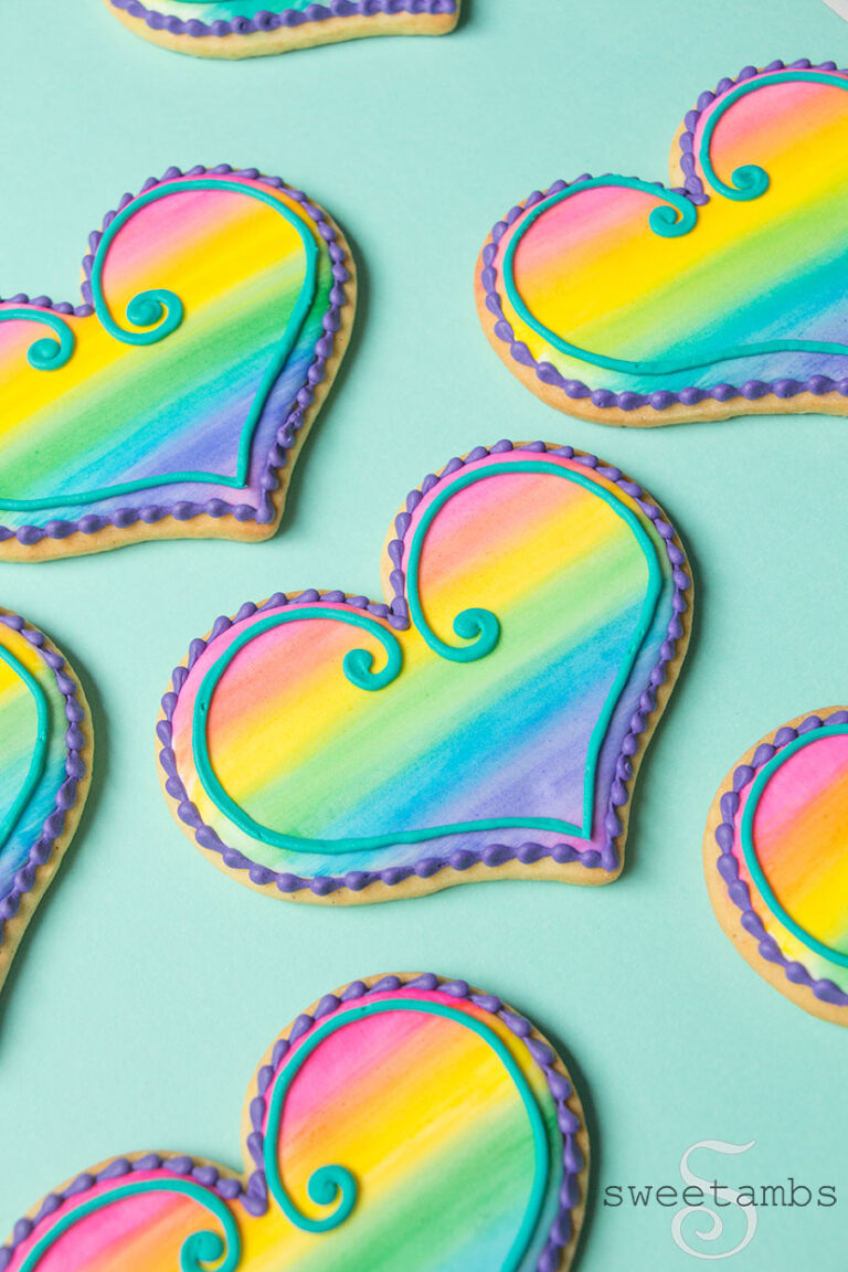 Rainbow Watercolor Cookies (Cookie Art Club Premium Tutorial)