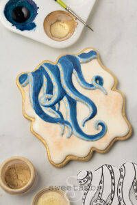 Octopus Cookies with Royal Icing and Edible Paint - SweetAmbs