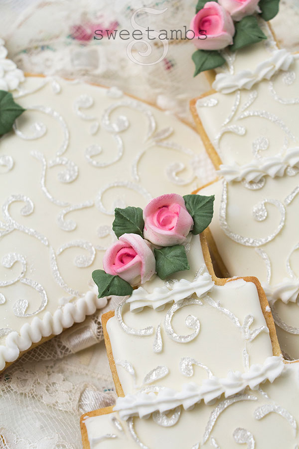 Wedding Cookies | Stenciling With Royal Icing - SweetAmbs