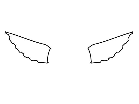 Outline of falcon wings to be used as a template for the Falcon cookie.